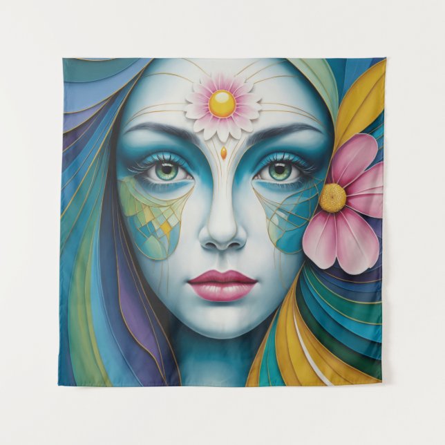 Tenture Femmes de fleurs mandala (Devant)