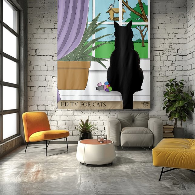 Tenture Fenêtre Chat noir regardant dehors (Créateur téléchargé)