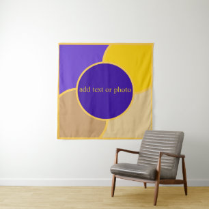 Tenture Feng Shui Nord-Ouest violet, jaune et beige