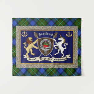Tenture Fergusson Clan Badge & Tartan avec devise