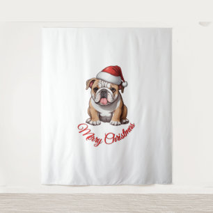 Tenture Festive Bulldog Joyeux T-shirt classique de Noël