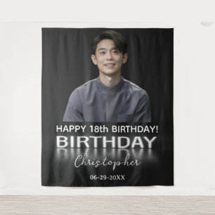 Tenture Fête Anniversaire Photo Personnalisée Neon Lumière