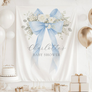Tenture Fête bébé garçon à ruban bleu floral