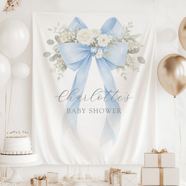 Tenture Fête bébé garçon à ruban bleu floral (Créateur téléchargé)