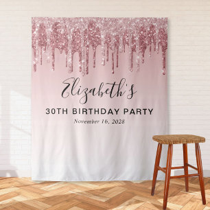 Tenture Fête d'anniversaire 30 ans Rose Gold Paillettes Ro