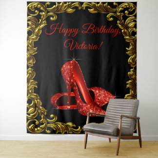 Tenture Fête d'anniversaire de chaussure rouge de femme L
