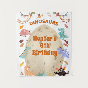 Tenture Fête d'anniversaire de dinosaure avec un œuf de Di