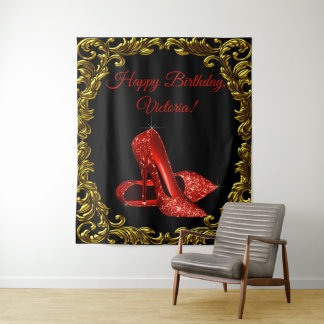 Tenture Fête d'anniversaire de femme chaussure rouge L Toi