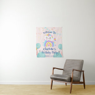 Tenture Fête d'anniversaire dégradé arc-en-ciel Licorne Ma