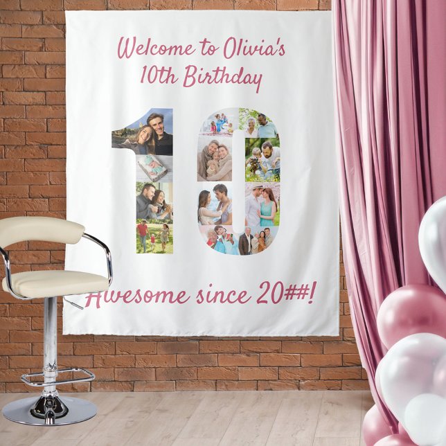 Tenture Fête d'anniversaire des 10 ans 10 Toile de fond po (Créateur téléchargé)