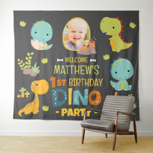 Tenture Fête d'anniversaire enfantin moderne de dinosaure