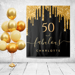 Tenture Fête d'anniversaire fabuleuse paillettes noir or s