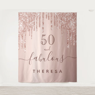 Tenture Fête d'anniversaire fabuleuse rose gold pailletée