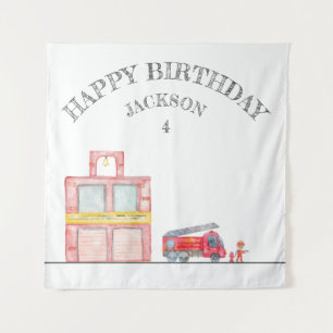 Tenture Fête d'anniversaire minimaliste moderne de pompier