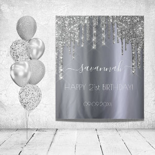 Tenture Fête d'anniversaire paillettes argentées glamour s