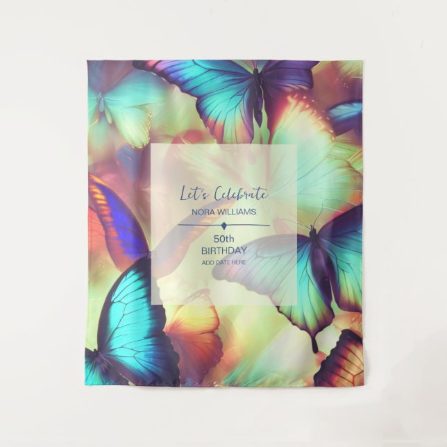 Tenture Fête d'anniversaire papillon (Devant)