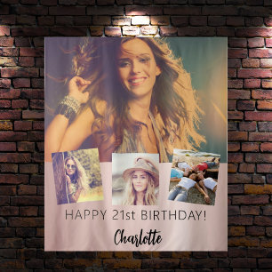 Tenture fête d'anniversaire personnalisation photo collage