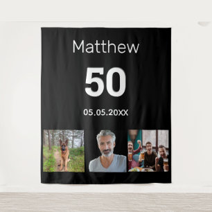 Tenture Fête d'anniversaire personnalisée photo monogramme