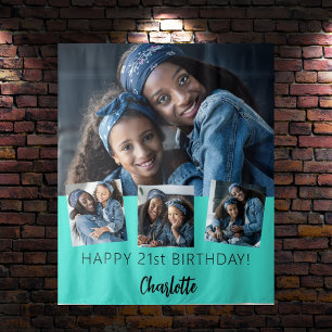 Tenture fête d'anniversaire personnalisées photo collage t
