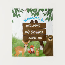 Fête d'anniversaire Rustique en Forêt Animaux de l