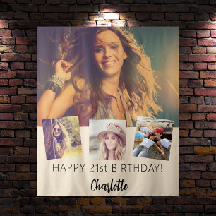 Tenture fête d'anniversaire sur mesure photo collage crème