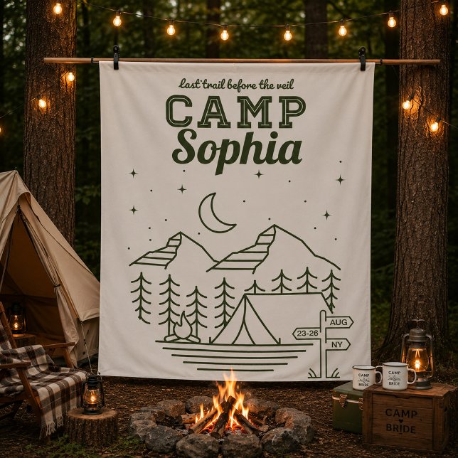 Tenture Fête de Bachelorette Glamping Camping (Créateur téléchargé)