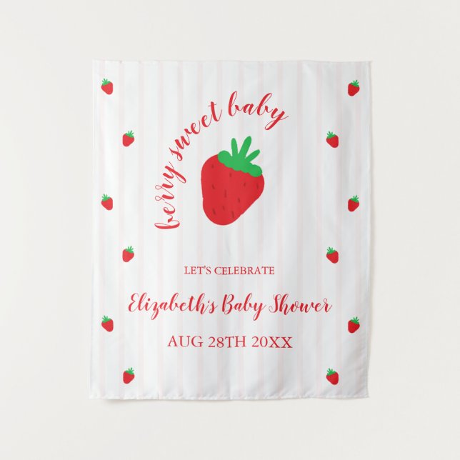 Tenture Fête de bébé Douce aux Fraises (Devant)