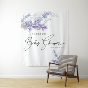 Tenture Fête de bébé florale élégante à l'aquarelle lavand