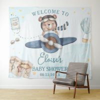 Fête de bébé garçon ourson mignon avion bleu Avent