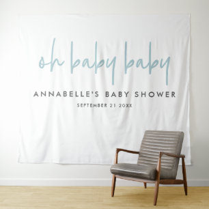 Tenture Fête de douche de bébé jumeaux typographie moderne