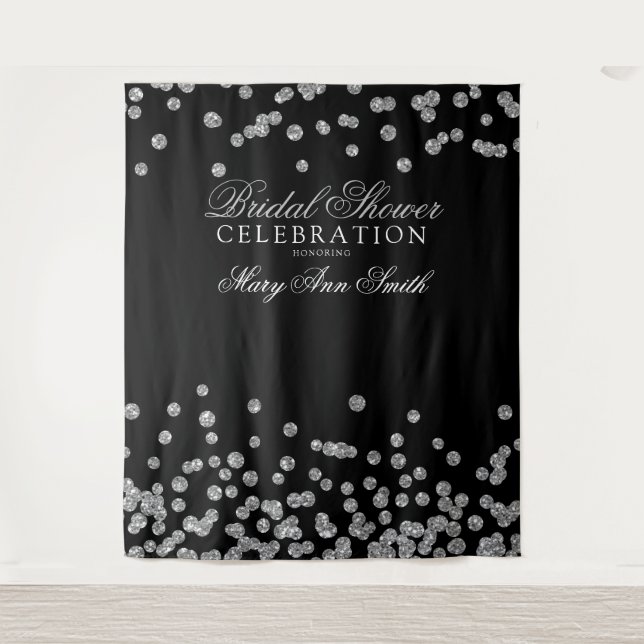 Tenture Fête de douche de mariée Confetti argenté (Devant)