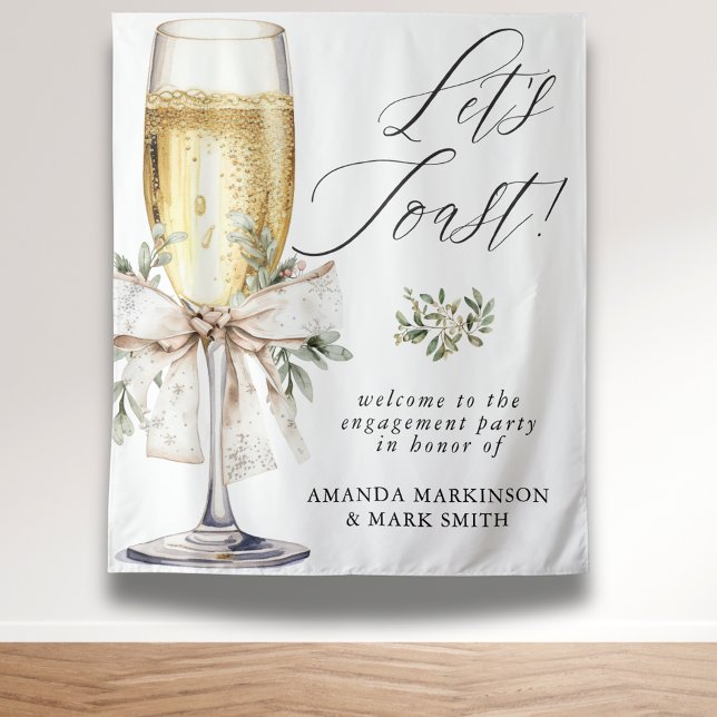 Tenture Fête de fiançailles d'hiver Champagne, trinquons ! (Créateur téléchargé)