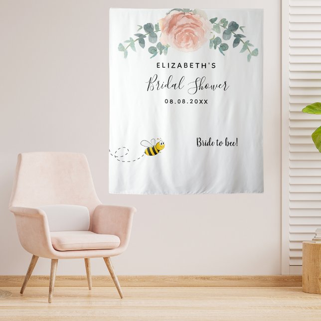 Tenture Fête de fiançailles fleurs rose or blanc future ma (Créateur téléchargé)