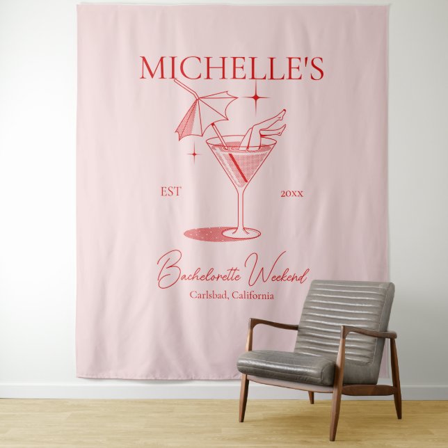 Tenture Fête de Fille de Cocktail Rétro pour Future Mariée (En situation)