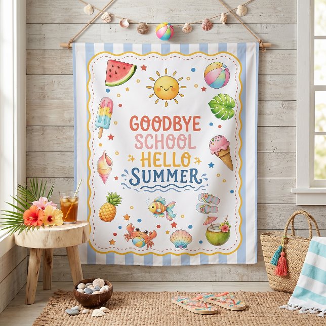 Tenture Fête de fin d'année scolaire rayée (Créateur téléchargé)
