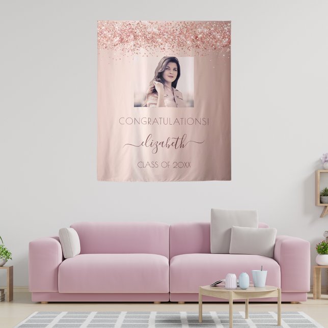Tenture Fête de fin d'études rose gold rose pastel photo (Créateur téléchargé)