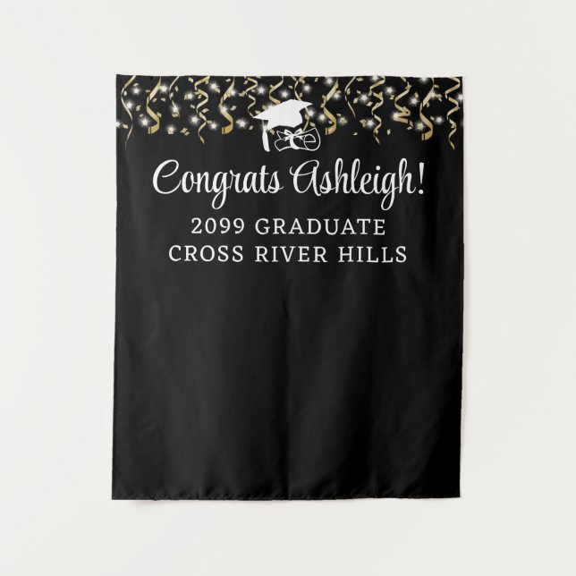 Tenture Fête de graduation moderne arrière-plan Streamers  (Devant)