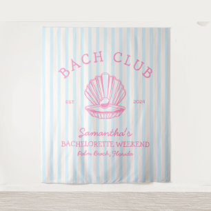 Tenture Fête de jeune fille au bord de la mer rose bleu cl