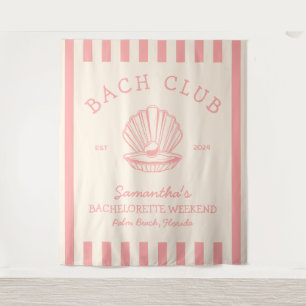 Tenture Fête de jeune fille côtière rose Fond bach club