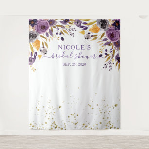 Tenture Fête de l'mariée florale pourpre en or