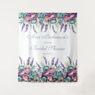 Tenture Fête de Mariage aux Fleurs Sauvages Turquoise et V
