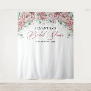 Tenture Fête de mariage bohème rose poudré fleurs roses or