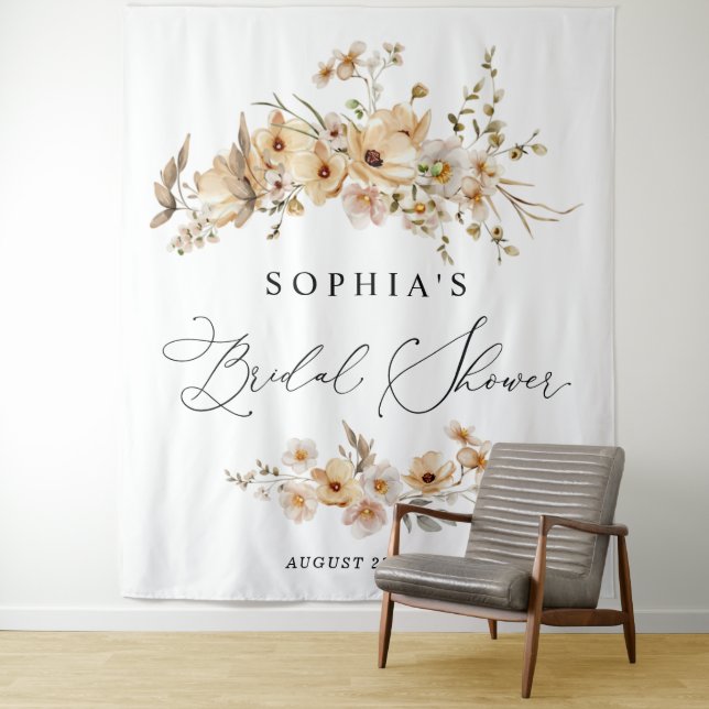 Tenture Fête de mariage champêtre beige (En situation)