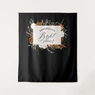 Tenture Fête de mariage champêtre en noir terracotta flora