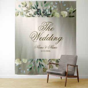 Tenture Fête de mariage Feuilles vertes Bronze doré Élégan