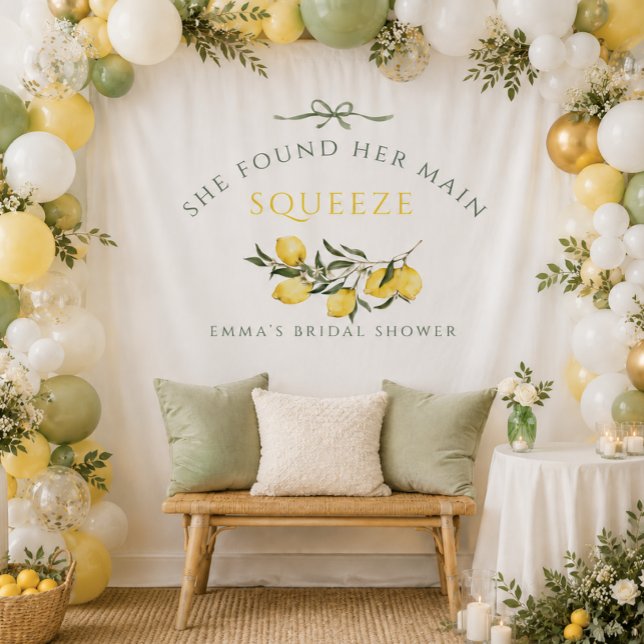 Tenture Fête de mariage vert citron sauge Main Squeeze (Main Squeeze Citrus Sage Green Bridal Shower Tapestry)