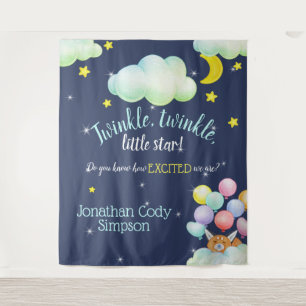Tenture Fête de Naissance Navy Bois Renard Twinkle Little