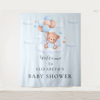 Tenture Fête de naissance Ourson Bleu Garçon