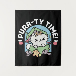 Tenture Fête de Noël avec Purr-ty Time Cat