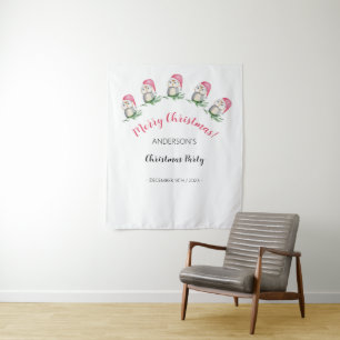 Tenture Fête de Noël Chouette aquarelle mignonne